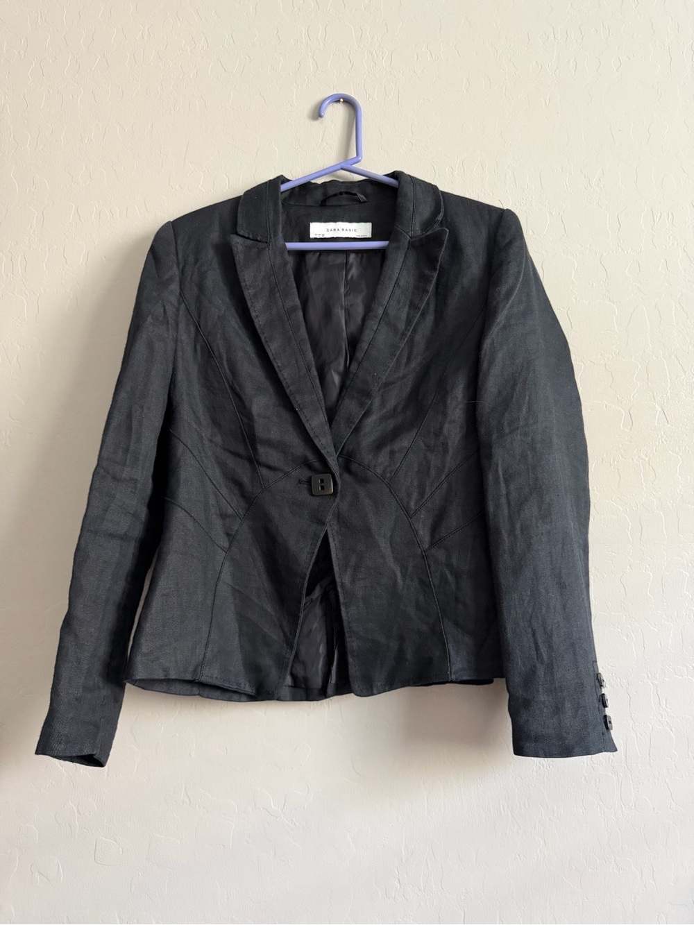 Zara Black Tailored Single-Button Blazer